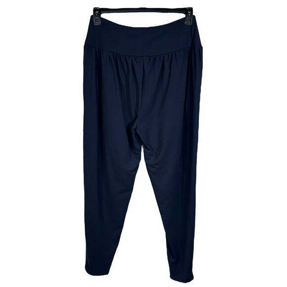Garnet Hill Medium Perfect Travel Ankle Pants Stretch Wicking French Terry Navy - Picture 3 of 8